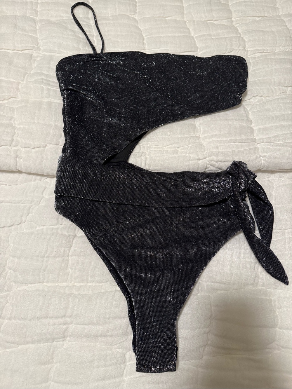 Ramy Brook Black SparkleSwimsuit with Side Tie